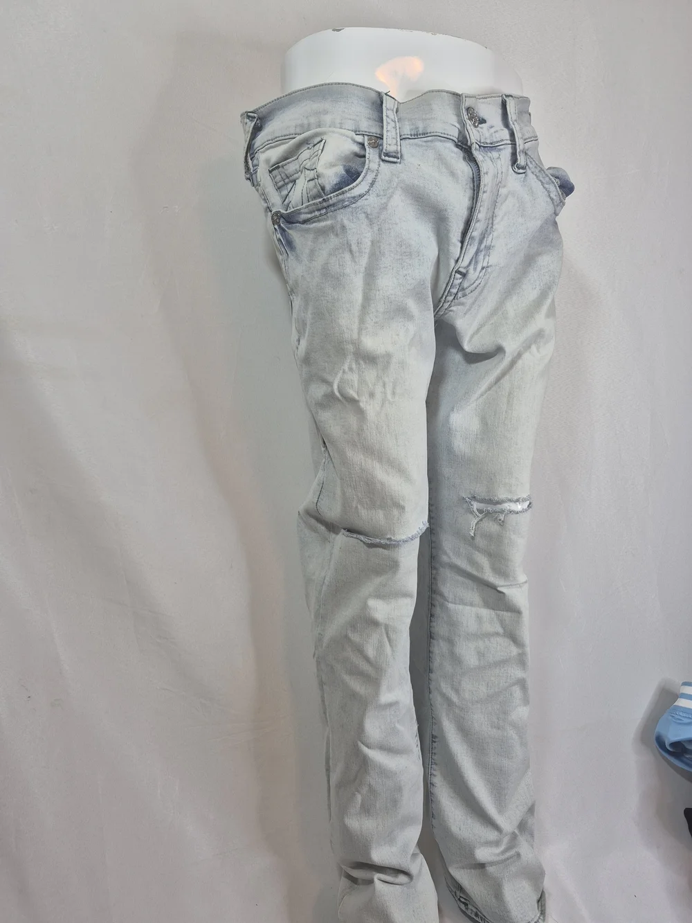 True Religion Mens Pale Blue Relaxed Straight Jeans